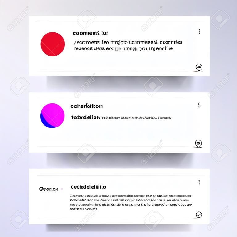 Set template of comments. Leave a comment on the video. Reply to comment. template for feedback on the site. Vector illustration isolated on transparent background