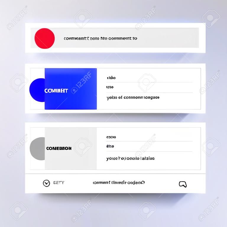 Set template of comments. Leave a comment on the video. Reply to comment. template for feedback on the site. Vector illustration isolated on transparent background