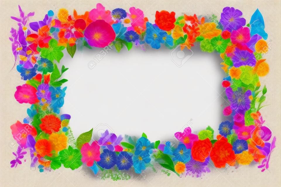 Frame gemaakt van verschillende kleurrijke bloemen