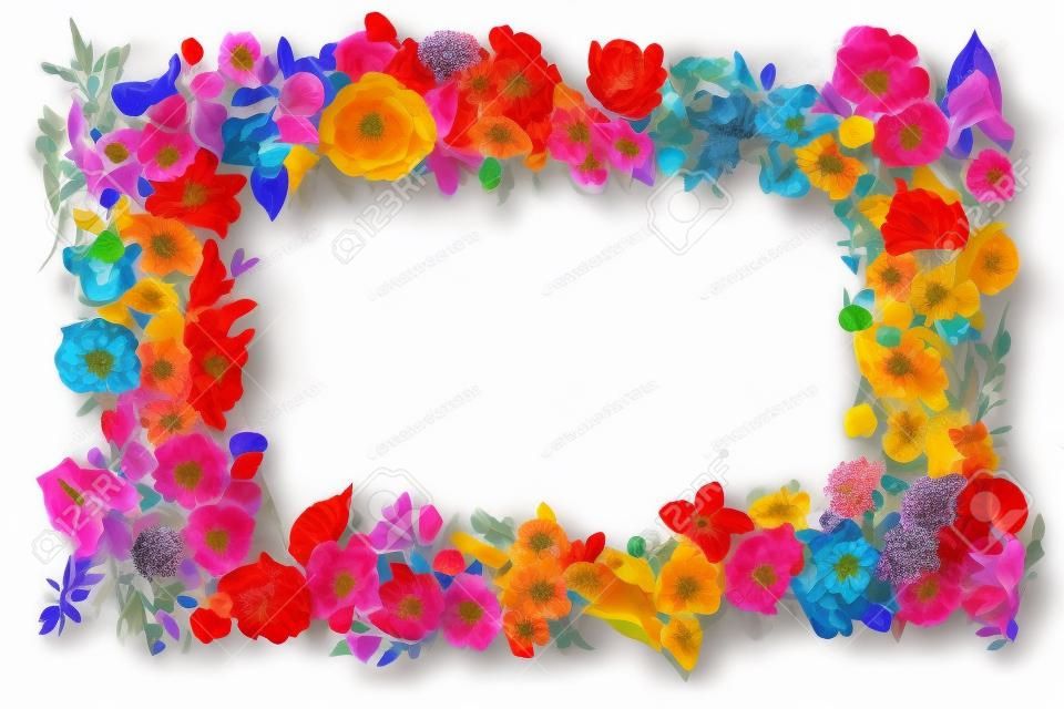 Frame gemaakt van verschillende kleurrijke bloemen