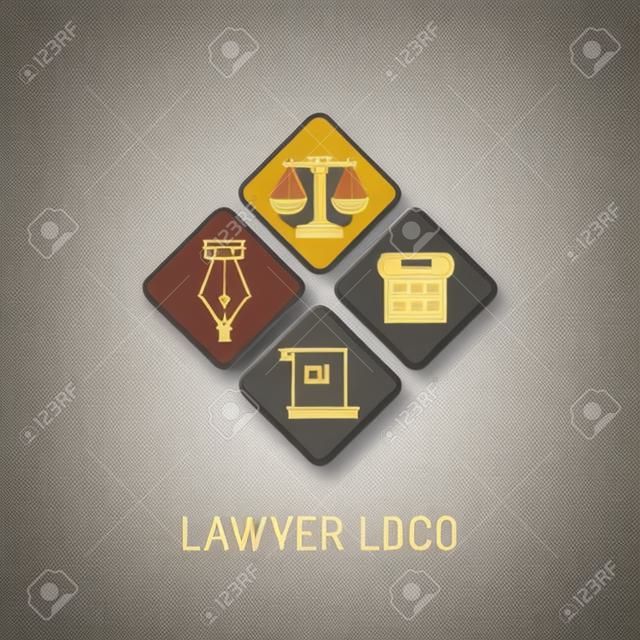 Vector lineal y el icono de abogado oa la compañía judical