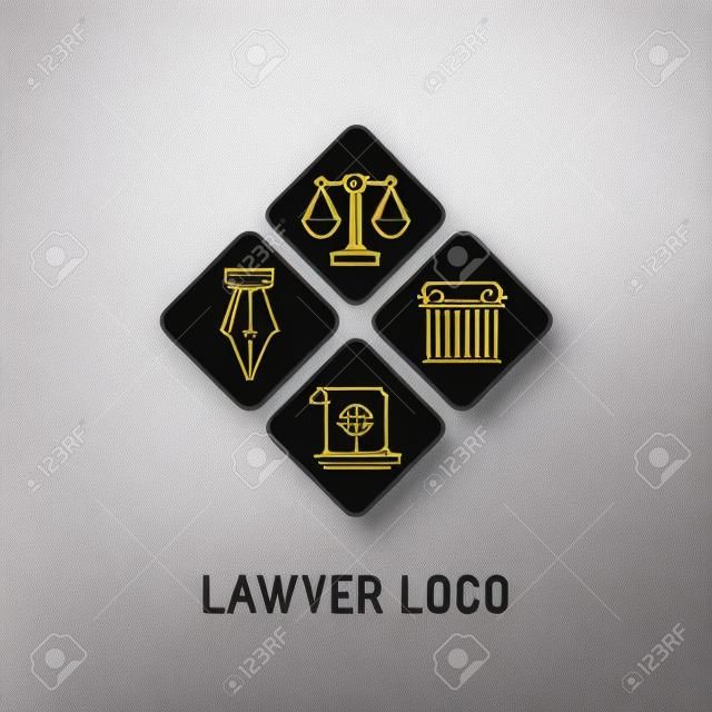 Vector lineal y el icono de abogado oa la compañía judical