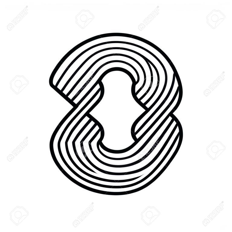 Linear modern logo of the numeral 8. Number in form of line stripe. Alphabet number character and number linear abstract design. logo, corporate identity, app, creative poster and more.