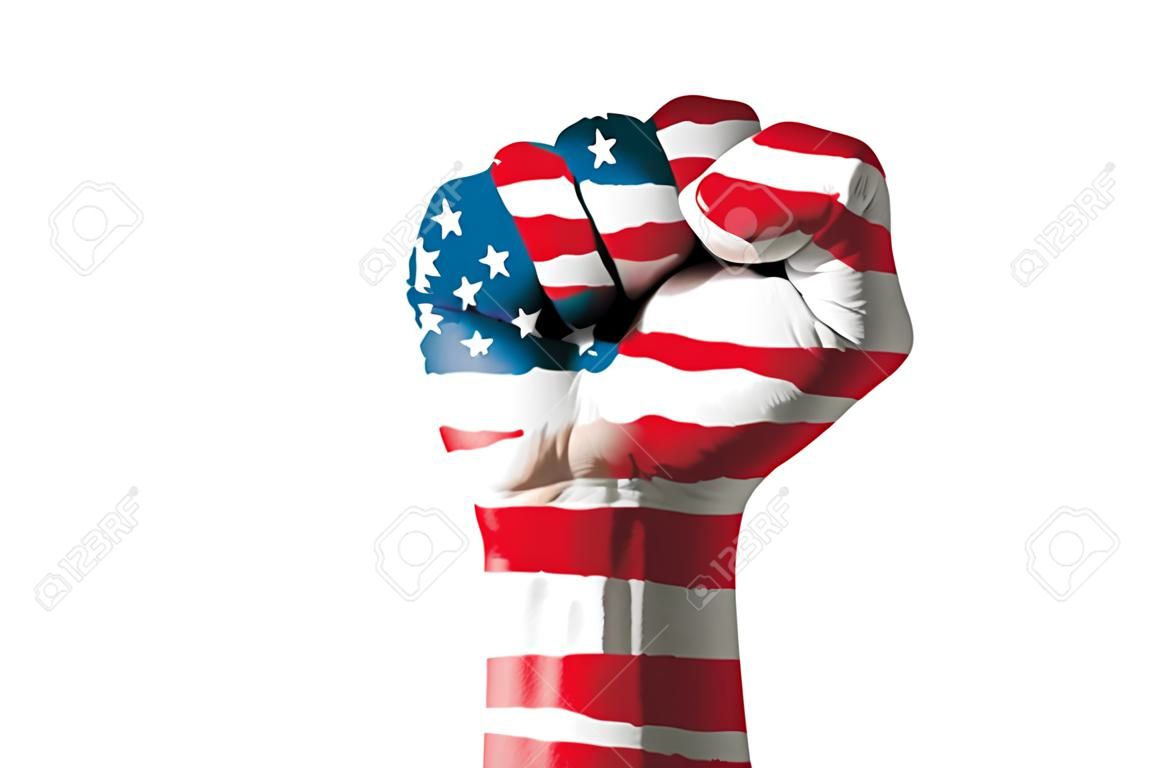 Низкий ключ картина кулак окрашены в цвета американского флага