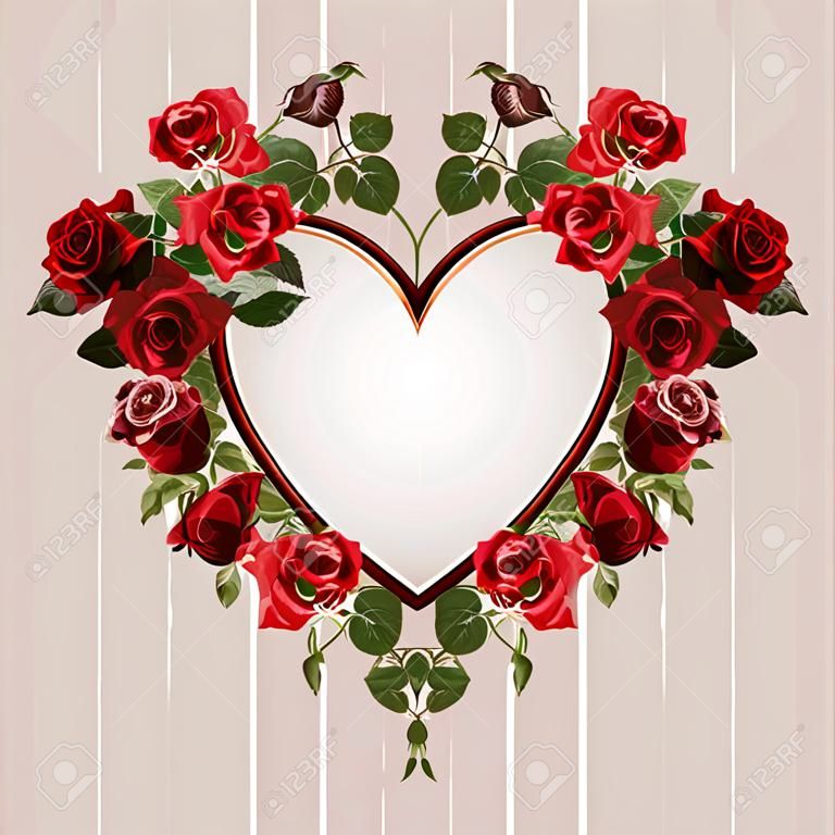 Framework von roten Rosen in der Form von Herzen