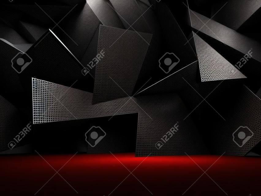 Аннотация Темная стена с хаотическим Многоугольная Relief фоне. 3d визуализации иллюстрации