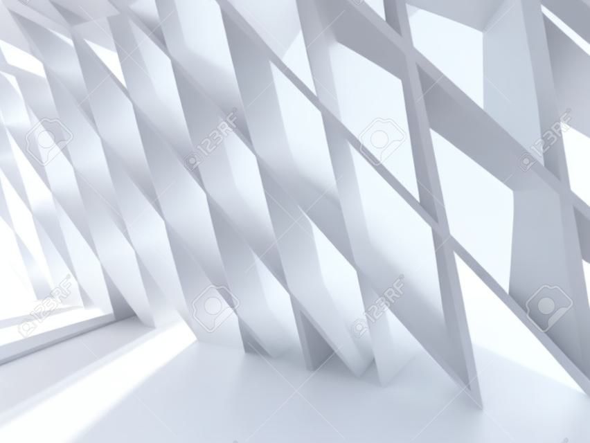 Abstract White Architecture Geometric Background. 3d render illustration