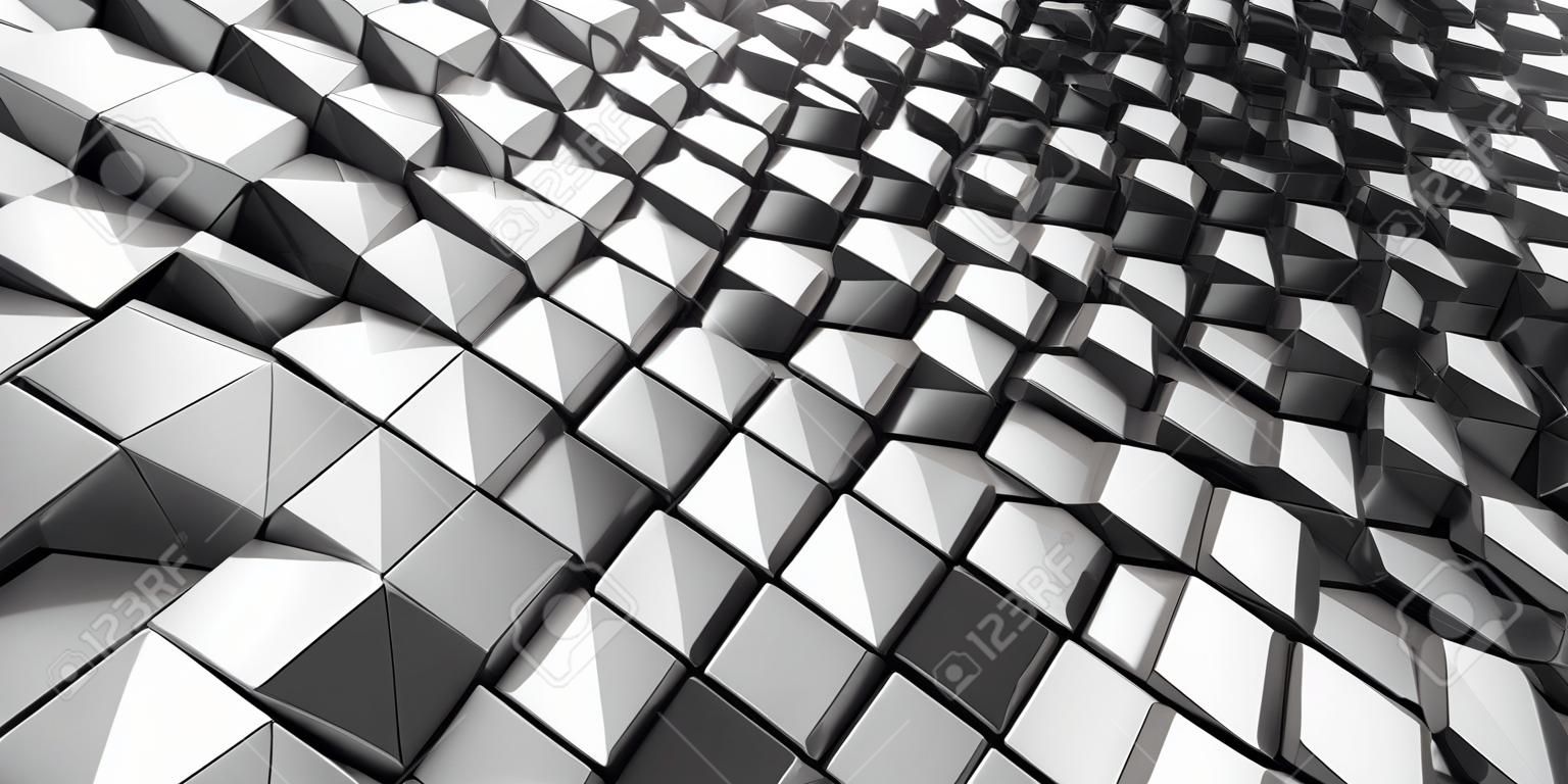 Chrome Metallic Hexagon Glossy Futuristic Background. 3d render