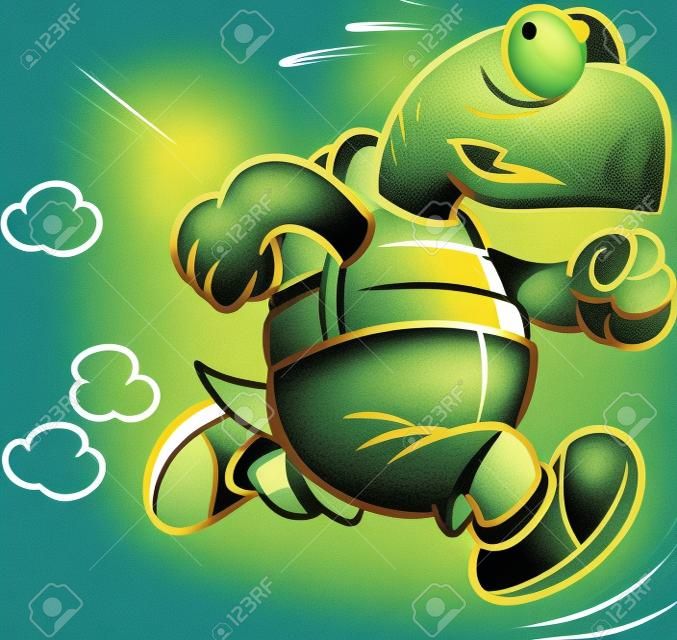 Az ábrán a teknős, amely foglalkozik a sport futás.