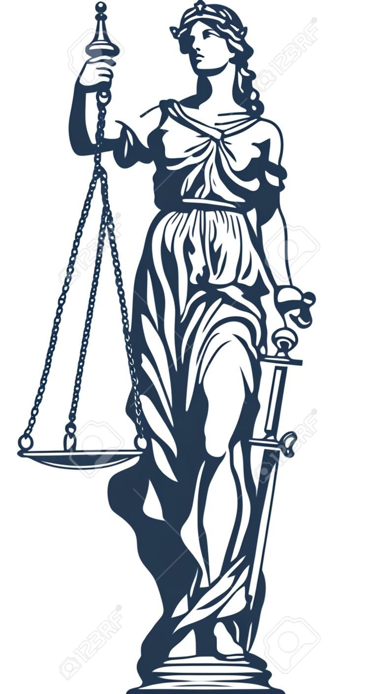 Femida - Göttin Justitia, stilisierte Vektor-Illustration