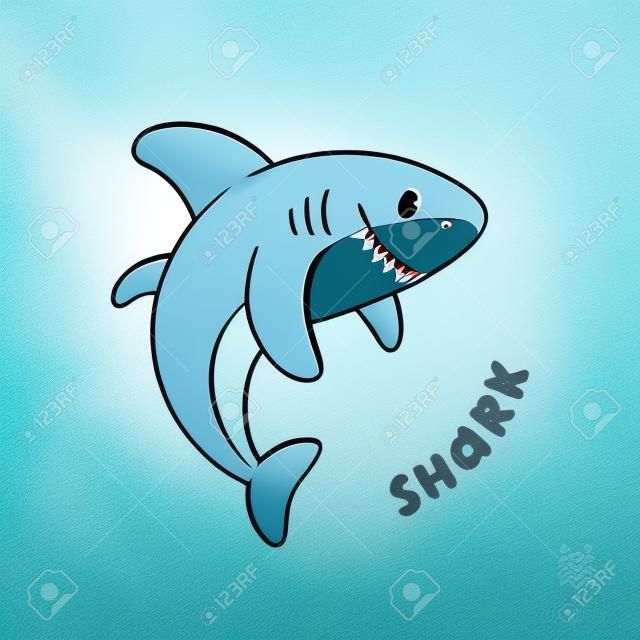 Shark on white background. It can be used for sticker, patch, phone case, poster, t-shirt, mug and other design.