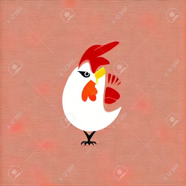 Un logo minimal di illustrazione vettoriale arrabbiato pollo rosso.