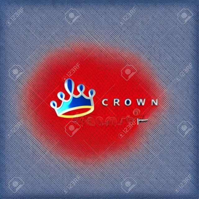 red,yellow,blue combination of crown logo on white background with typography vector illustration design.