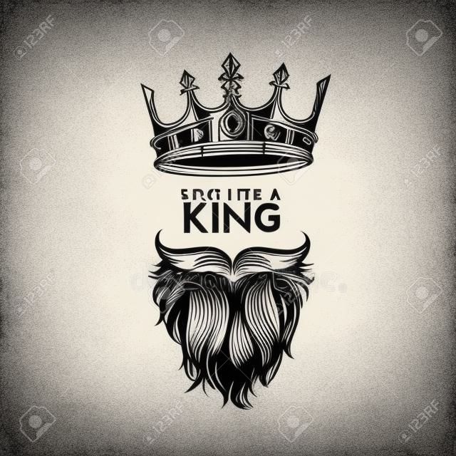 Hipster rei ícone com coroa, mão esboço ilustração vetorial design.