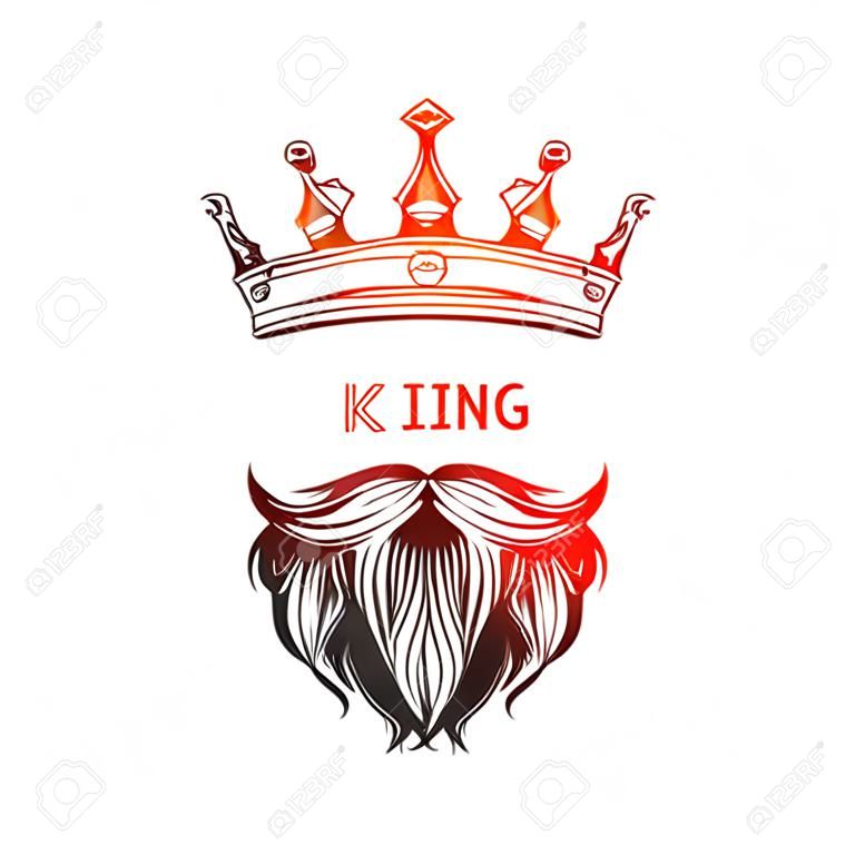 Icône de roi hipster avec couronne, conception de main croquis vector illustration.