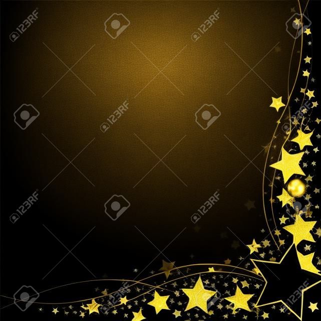 ramka złotych gwiazd na czarnym tle