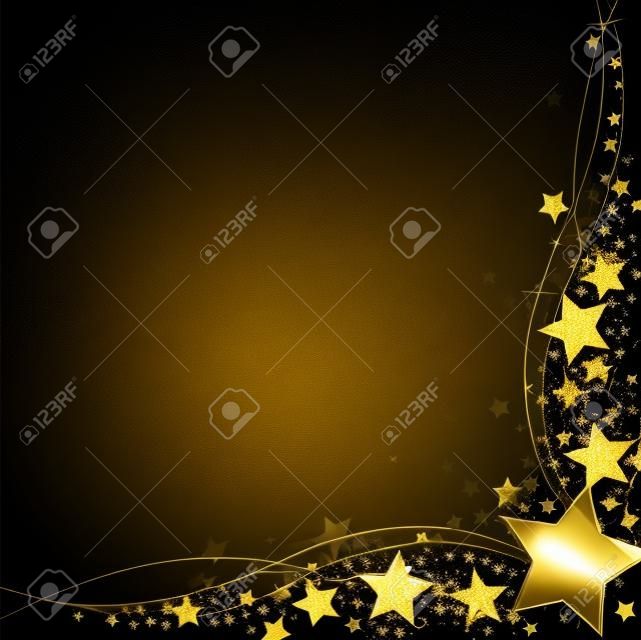 frame van gouden sterren op een zwarte achtergrond