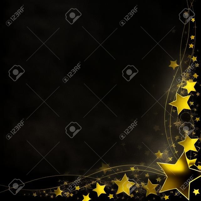 frame of gold stars on a black background