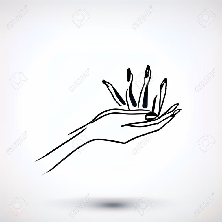 icône mains féminines soins cosmétiques sur fond clair