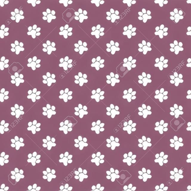Paw print seamless pattern. Pet vector background.