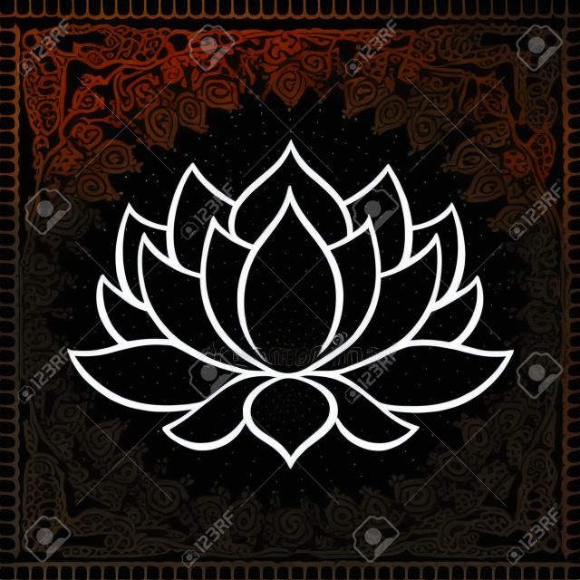 Kwiat lotosu czarna sylwetka na przezroczystym tle. wektor zarys ilustracji do tatuażu, koszulek, ubrań do jogi, dekoracji domu