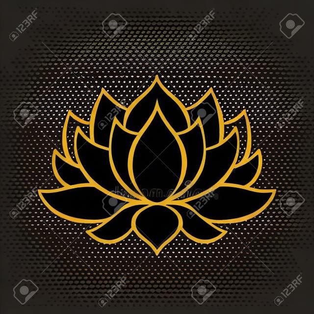 Lotus flower black silhouette on transparent background. Vector outline illustration for tattoo, t shirts, yoga clothes, home decorations