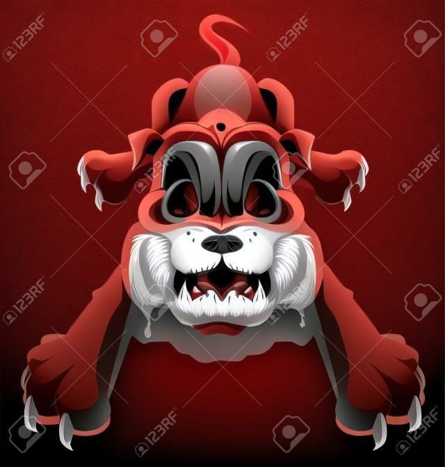 Angry dog growling with mouth wide open