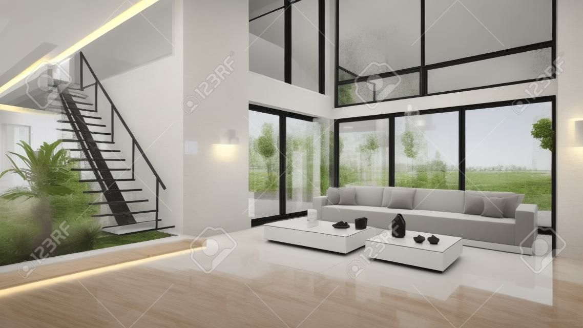 modern huis interieur ontwerp. 3d rendering project