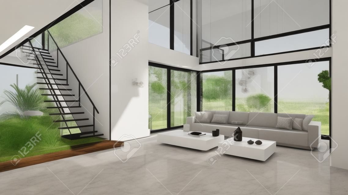 modern house interior design. 3d rendering project