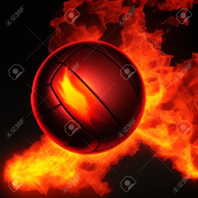 Волейбол мяч в огонь, сделанные в 3D