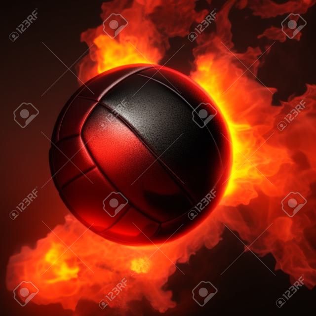 Волейбол мяч в огонь, сделанные в 3D