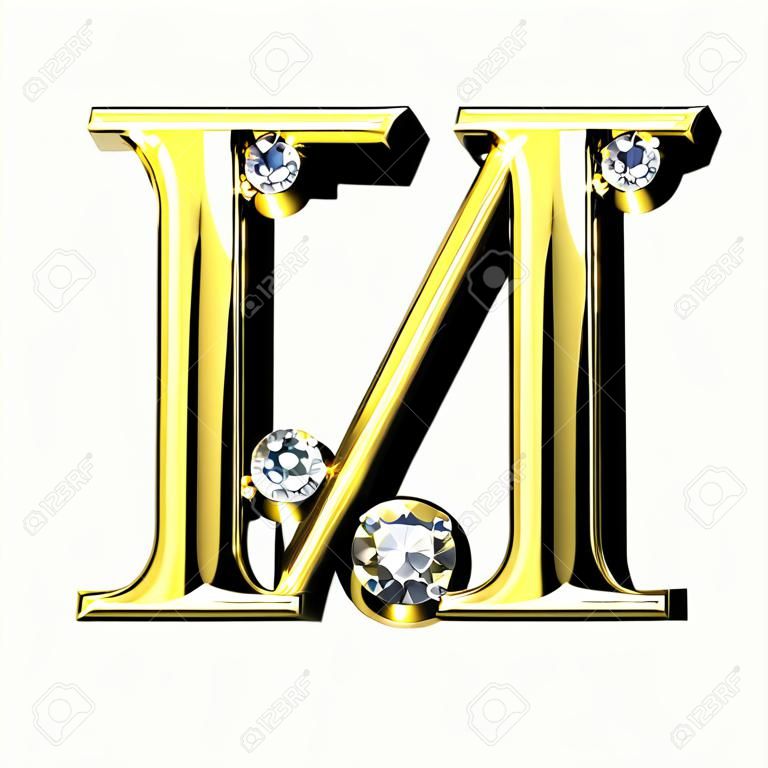 n isolated golden letters with diamonds on black