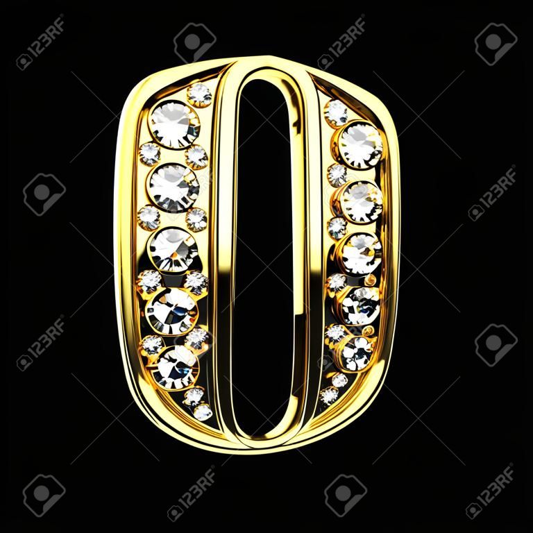 검정에 다이아몬드와 0 개의 고립 된 황금 글자