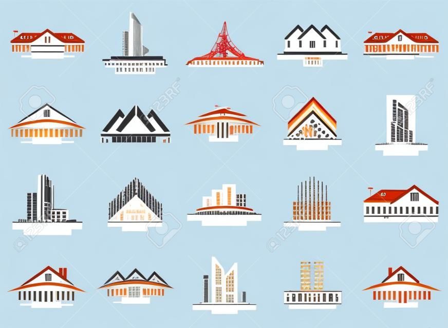 Set and Group Real Estate, Building and Construction Vector Logo