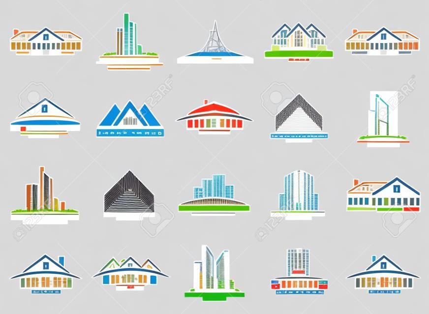 Set and Group Real Estate, Building and Construction Vector Logo