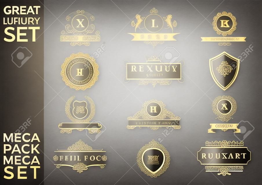 Great Luxury Set, Royal and Elegant Logo Design Template Vector