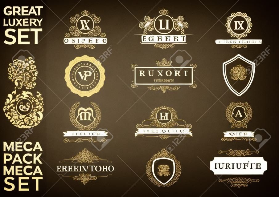 Great Luxury Set, Royal and Elegant Logo Design Template Vector
