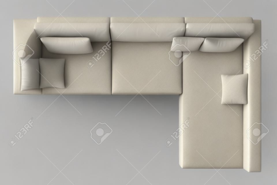 3D Rendering Sofa Top View Isolated On White