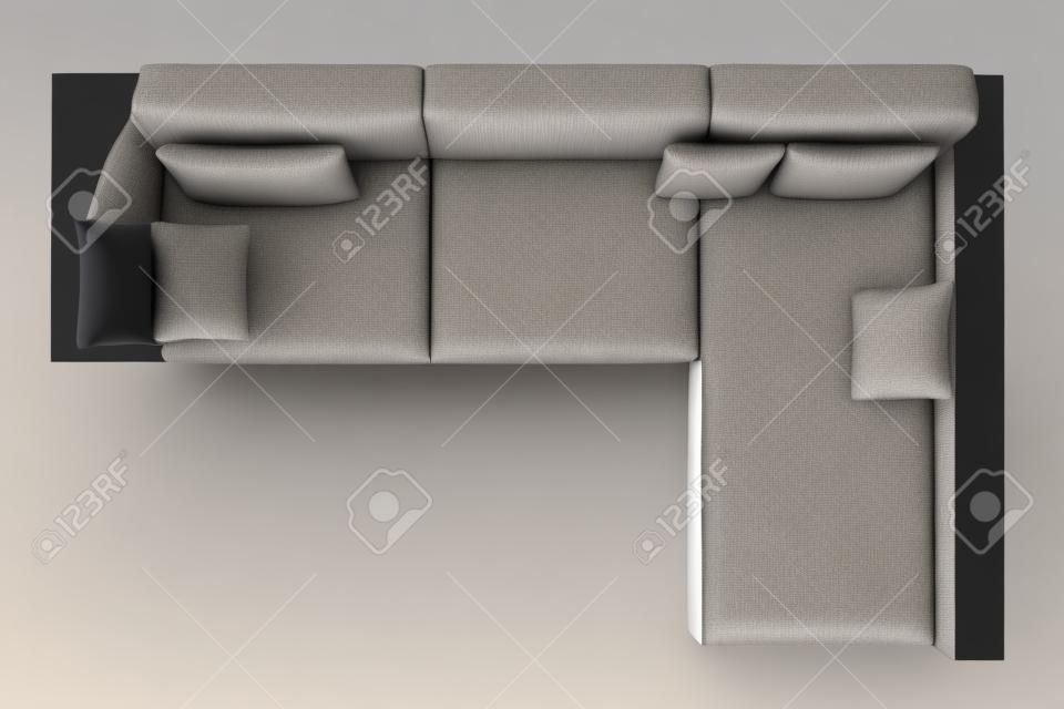3D Rendering Sofa Top View Isolated On White