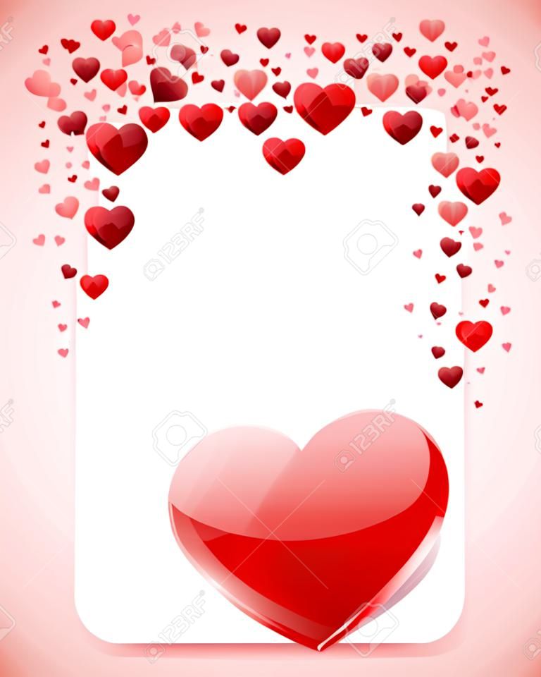 Szív kártya keret Valentin napi vektor háttérben