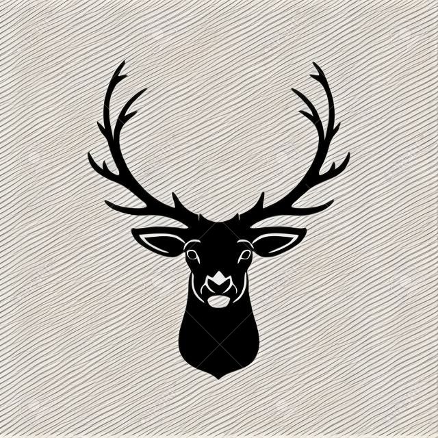 Deer Head Silhouette Isolated On White Background Vector object for Labels, Badges,      other Design.