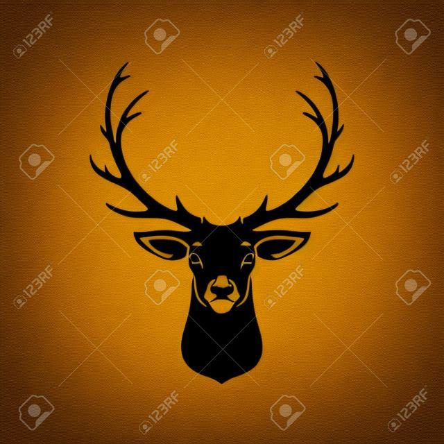Deer Head Silhouette Isolated On White Background Vector object for Labels, Badges,      other Design.