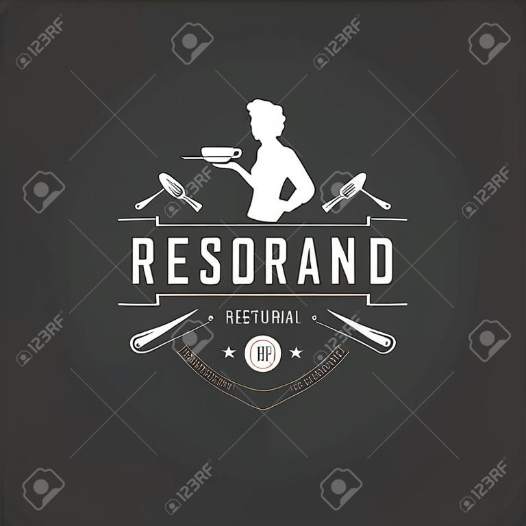 Restaurant objet logo vecteur de modèle pour logotype ou un badge