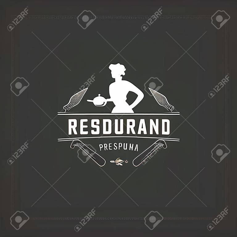 Restaurant objet logo vecteur de modèle pour logotype ou un badge
