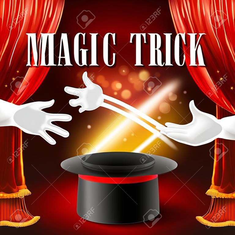 Magische truc performance, circus, show concept. Vector illustratie EPS 10