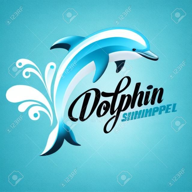 Delfin. Basen szablon znak. Ilustracji wektorowych EPS 10
