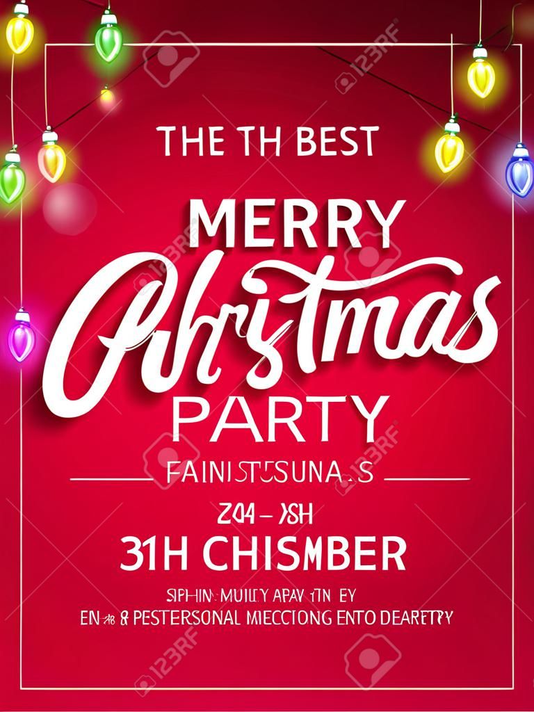 Merry Christmas Party Poster. Vector illustration EPS10