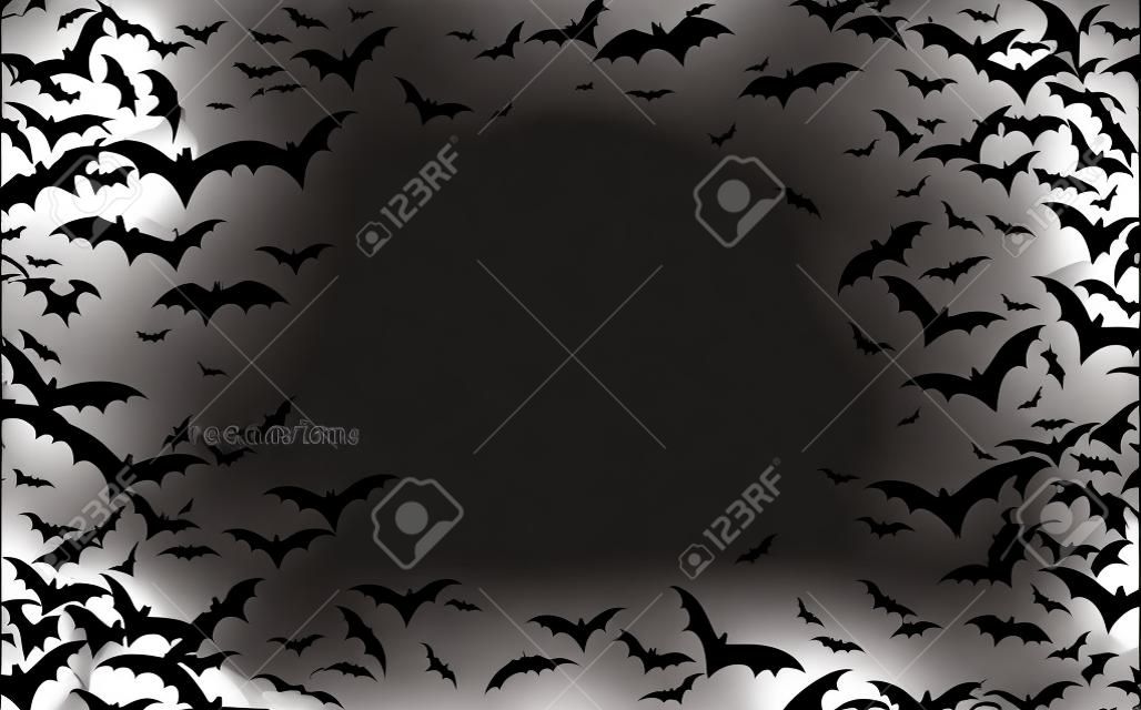 Silueta negra de murciélagos aislado sobre fondo transparente. Elemento de diseño tradicional de Halloween. Ilustración de vector EPS10