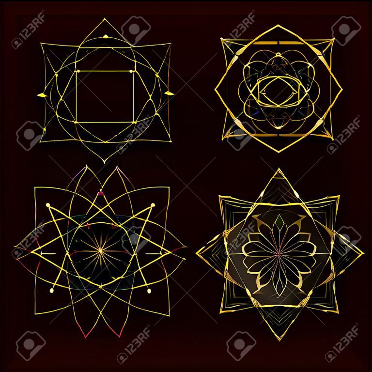 Heilige geometrie vormen, vormen van lijnen, logo, teken, symbool.