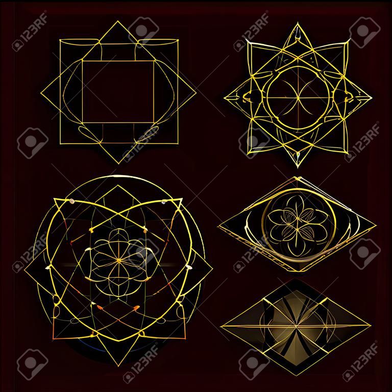 Heilige geometrie vormen, vormen van lijnen, logo, teken, symbool.